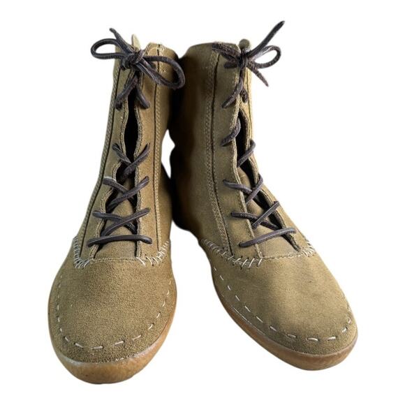 KEDS VintageTan Brown Suede High Top Ankle Moccasin Boots Rare Vintage US 8 EU39 - Picture 2 of 10